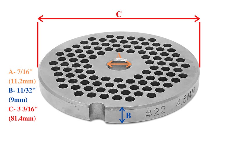 Tesor #22 Stainless Steel Replacement Plate Disc Blade for Meat Grinder (3/16") - Image 3